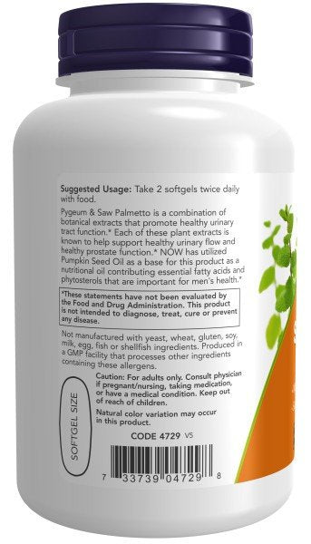 Now Foods Pygeum &amp; Saw Palmetto 120 Softgel