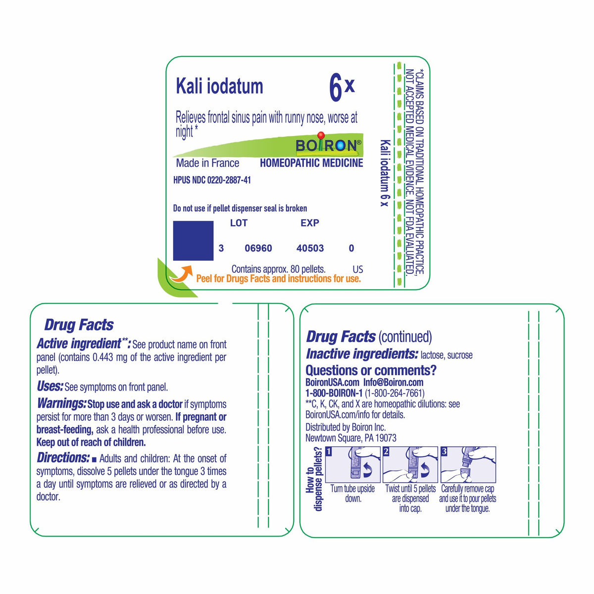 Boiron Kali Iodatum 6X Homeopathic Single Medicine For Cough, Cold &amp; Flu 80 Pellet