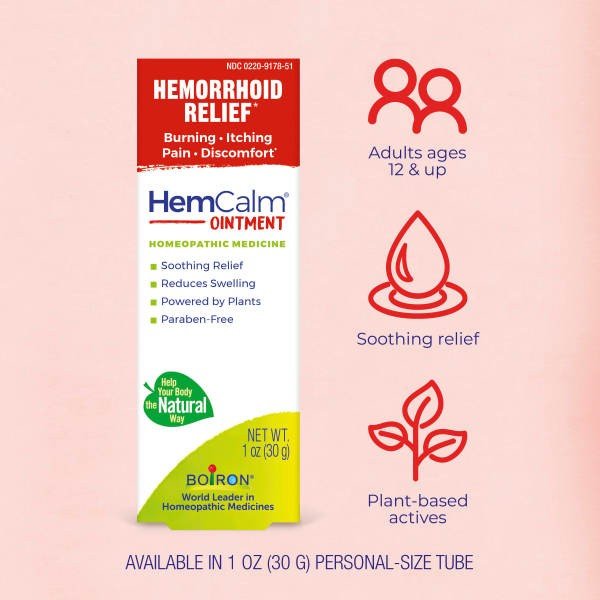Boiron HemCalm Homeopathic Medicine For Hemorrhoid Relief 1 oz Ointment