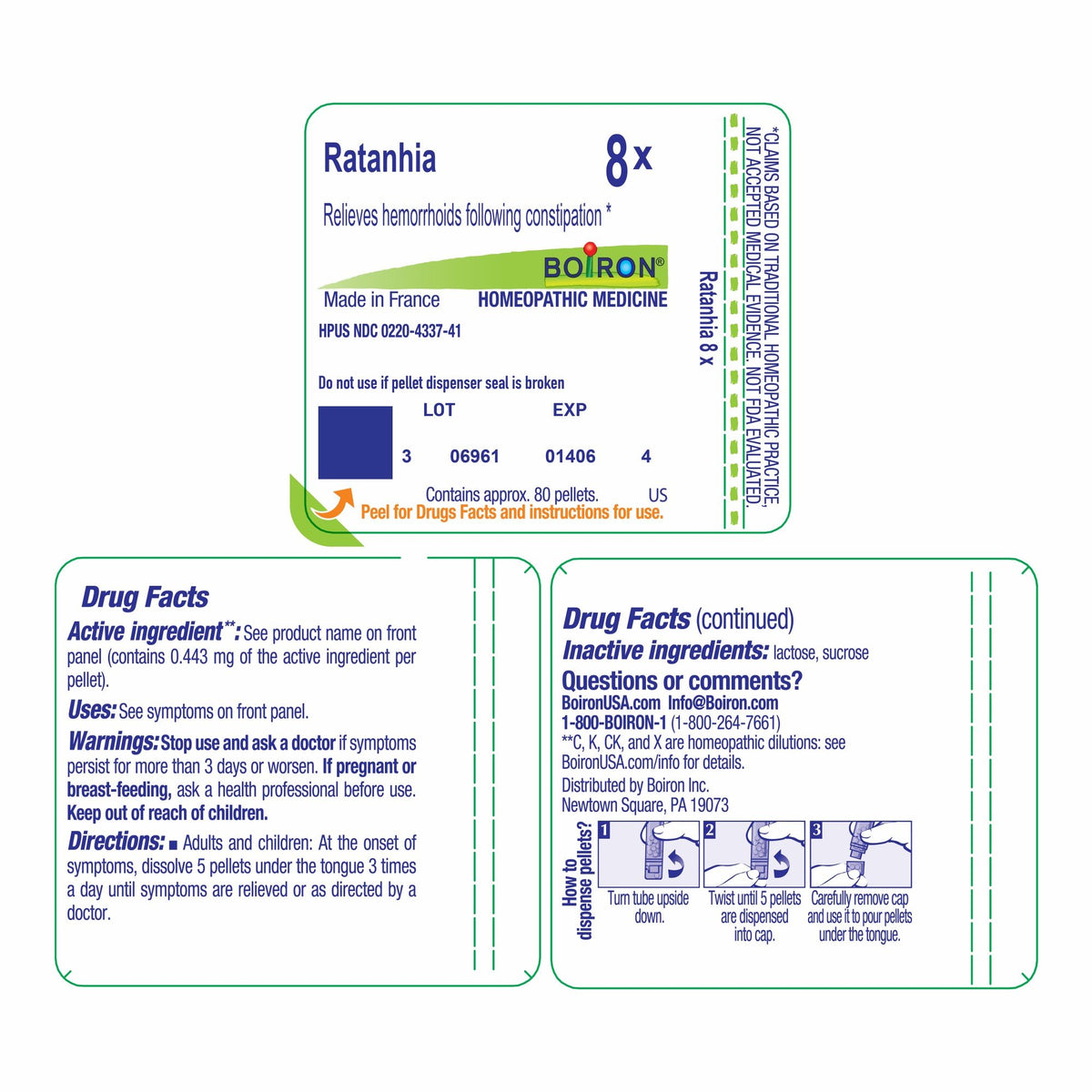 Boiron Ratanhia 8X Homeopathic Single Medicine For Pain 80 Pellet