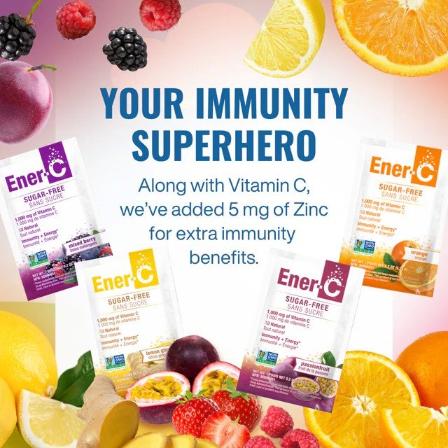 Ener-Life Ener-C-Multivitamin Drink Mix-1,000 mg-Vitamin C-Sugar Free-Lemon Ginger-30 Count 5.78 oz(163.8 g) Powder