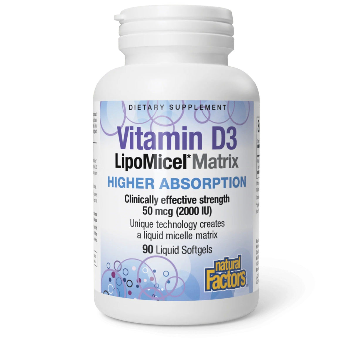 Natural Factors Vitamin D3 LipoMicel Matrix 90 Softgel