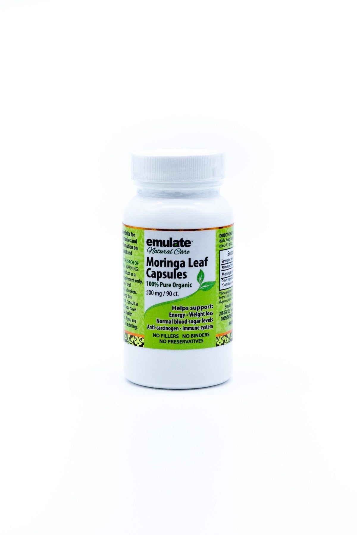 emulate Natural Care 100% Pure Organic Moringa Leaf 500 mg 90 Capsule