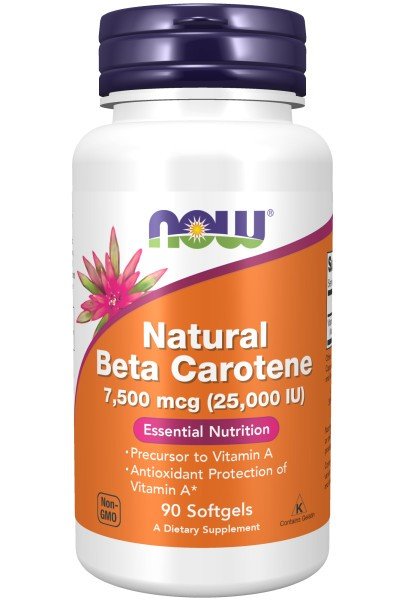 Now Foods Natural Beta Carotene 25,000 IU 90 Softgel