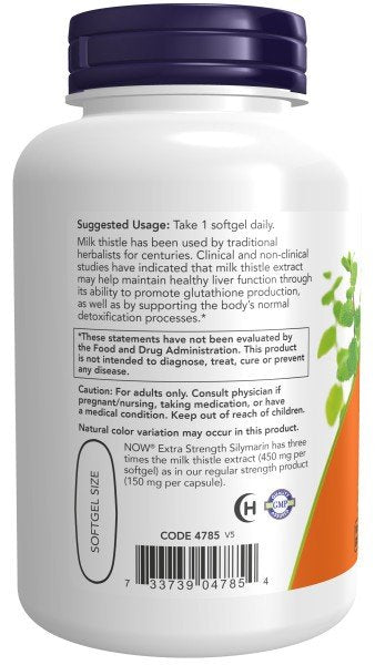 Now Foods Extra Strength Silymarin Milk Thistle Extract 450 mg 120 Softgel