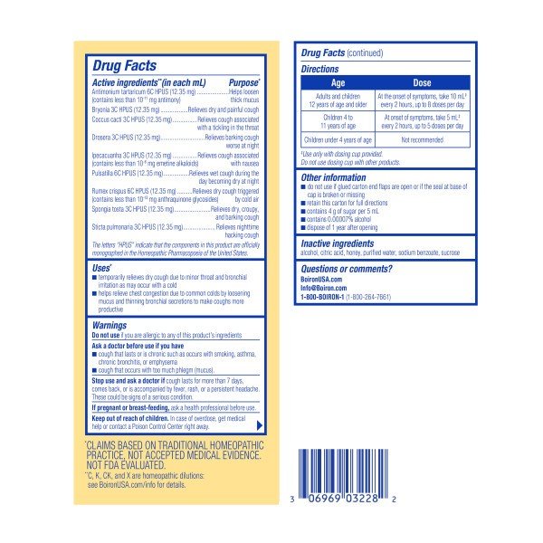 Boiron Chestal Honey Homeopathic Medicine For Cough & Chest Congestion 6.7 oz Liquid