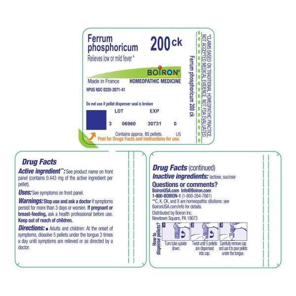 Boiron Ferrum Phosphoricum 200CK Homeopathic Single Medicine For Cough, Cold &amp; Flu 80 Pellet