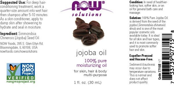 Now Foods Solutions Jojoba Oil 100% Pure 1 oz Liquid