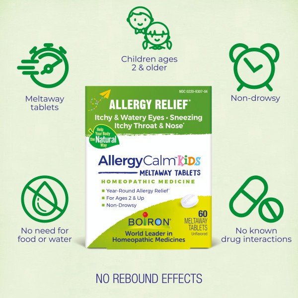 Boiron AllergyCalm Kids Homeopathic Medicine For Allergy Relief 60 Tablets