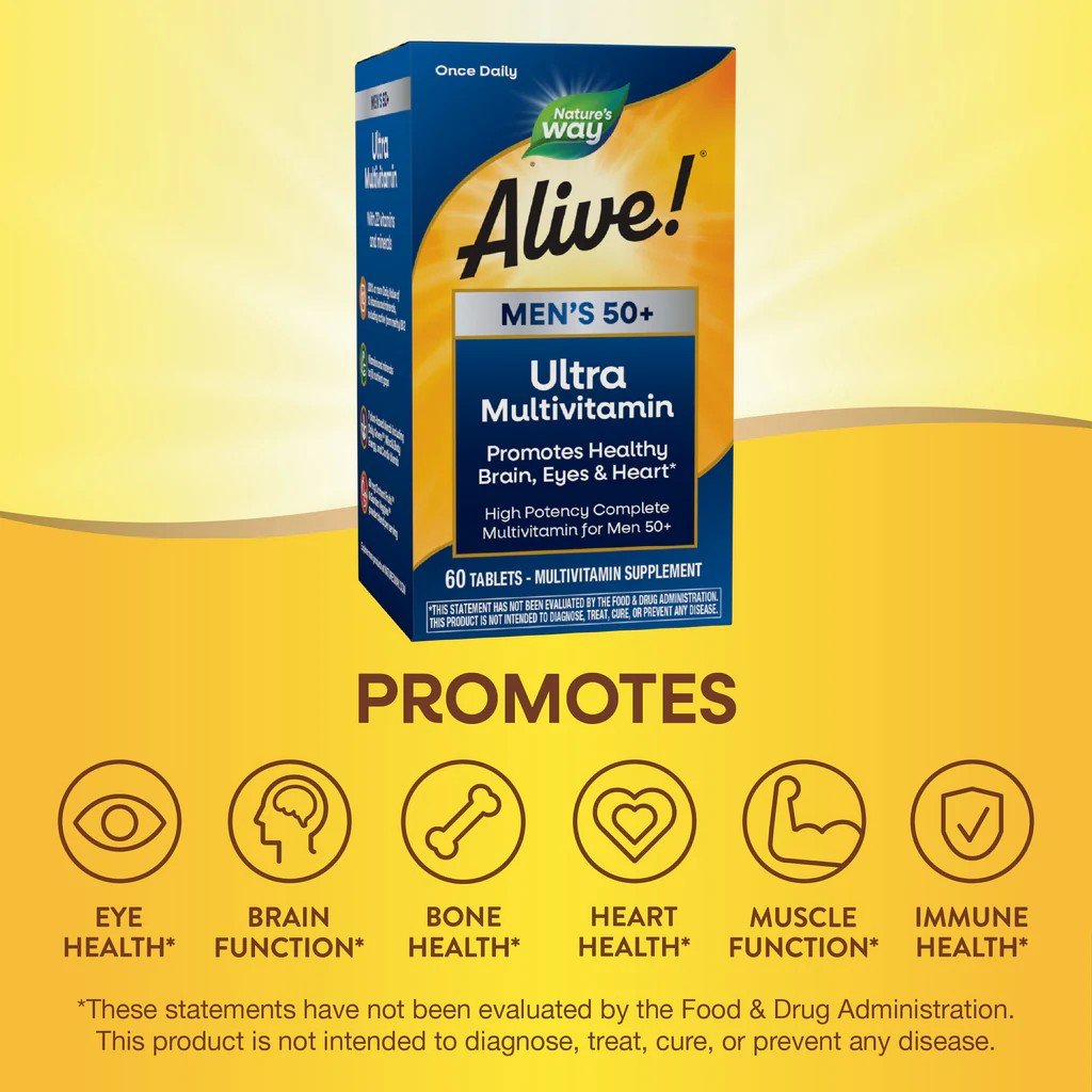 Nature&#39;s Way Alive Mens 50+ Ultra Multivitamin 60 Tablet