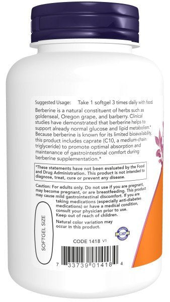 Now Foods Berberine Glucose Support 90 Softgel