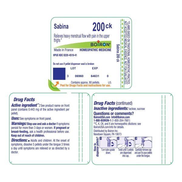 Boiron Sabina 200CK Homeopathic Single Medicine For For Personal Care 80 Pellet