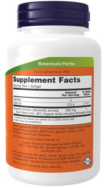 Now Foods Boswellia Extract 500 mg 90 Softgel