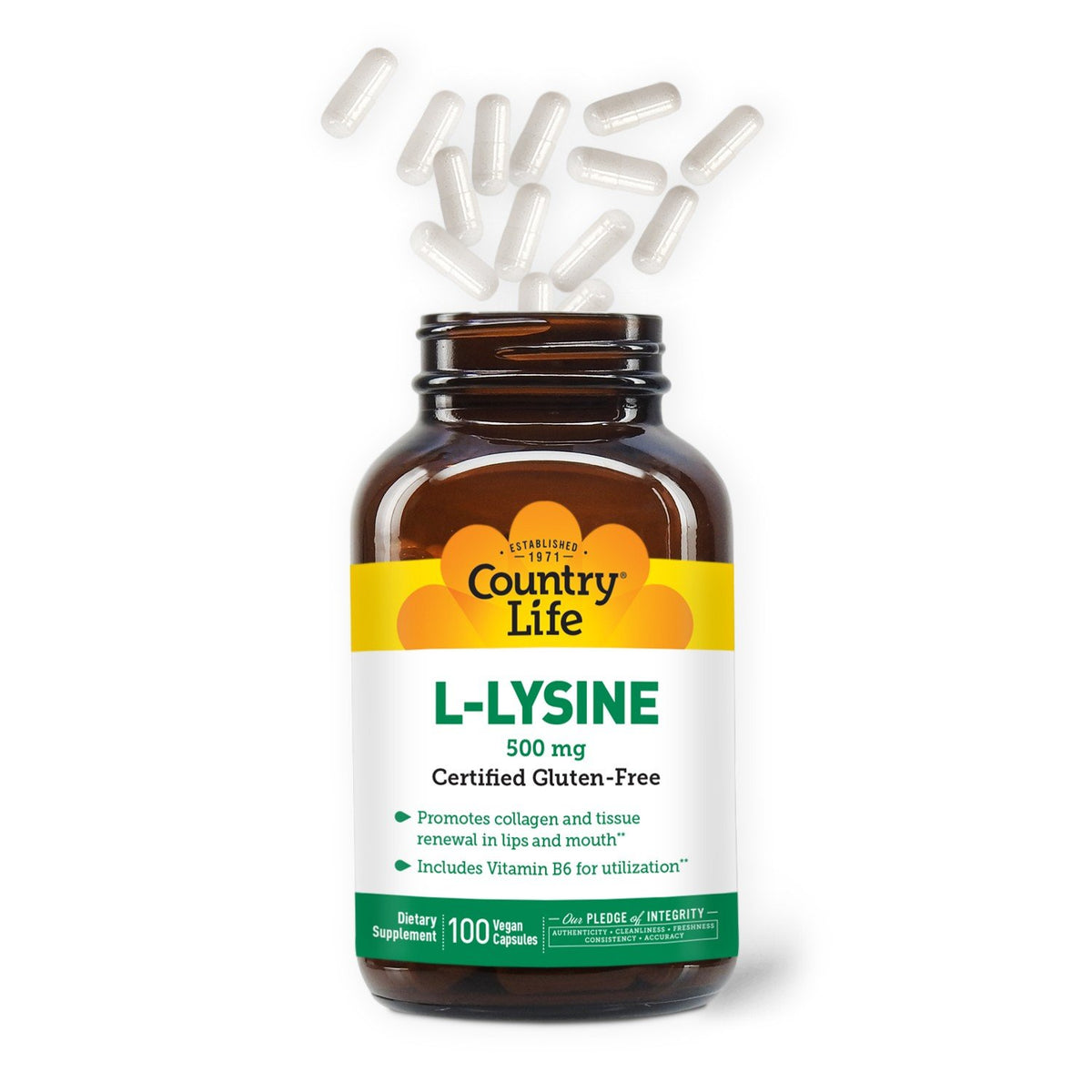 Country Life L-Lysine 500mg With B6 100 VegCap