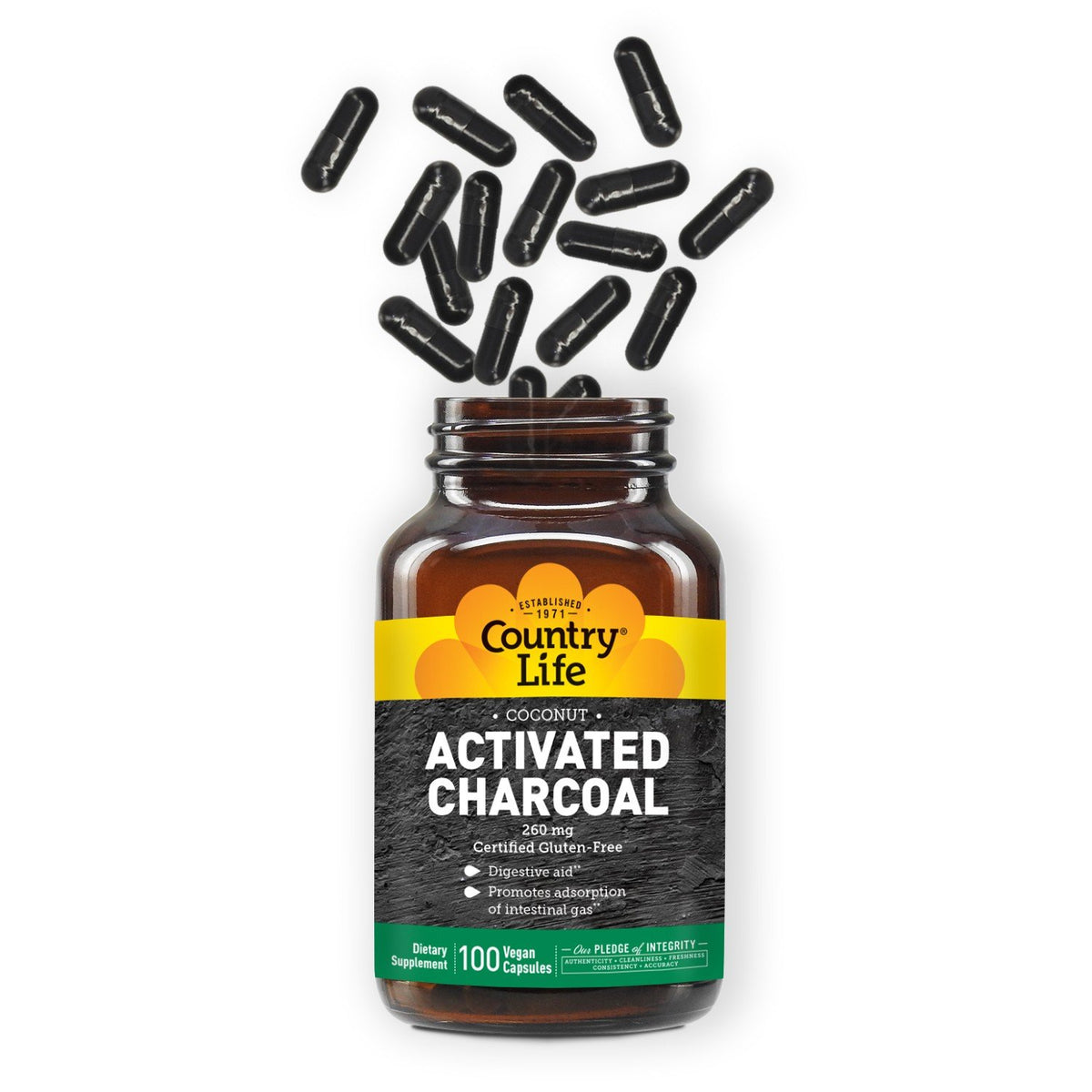 Country Life Activated Charcoal 260mg 100 VegCap