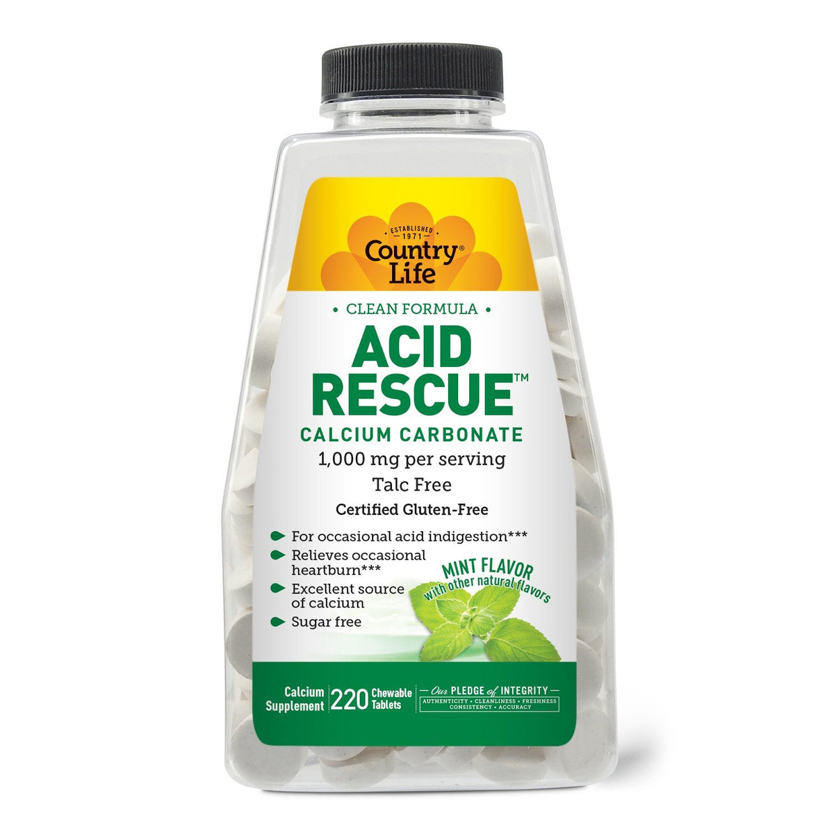 Country Life Acid Rescue Mint 220 Chewable