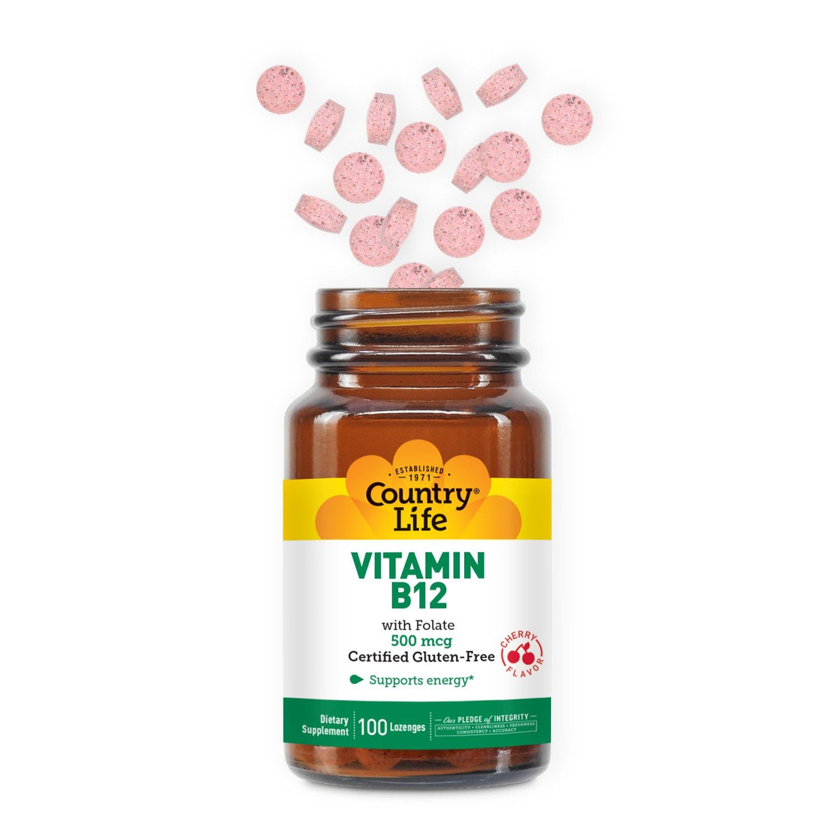 Country Life Vitamin B12 with Folate 100 Lozenge