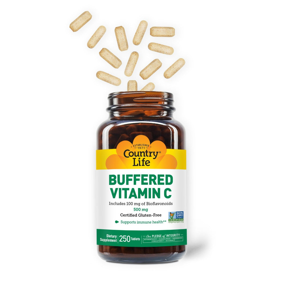 Country Life Buffered Vitamin C 500mg With Bioflavonoids 100mg 250 Tablet