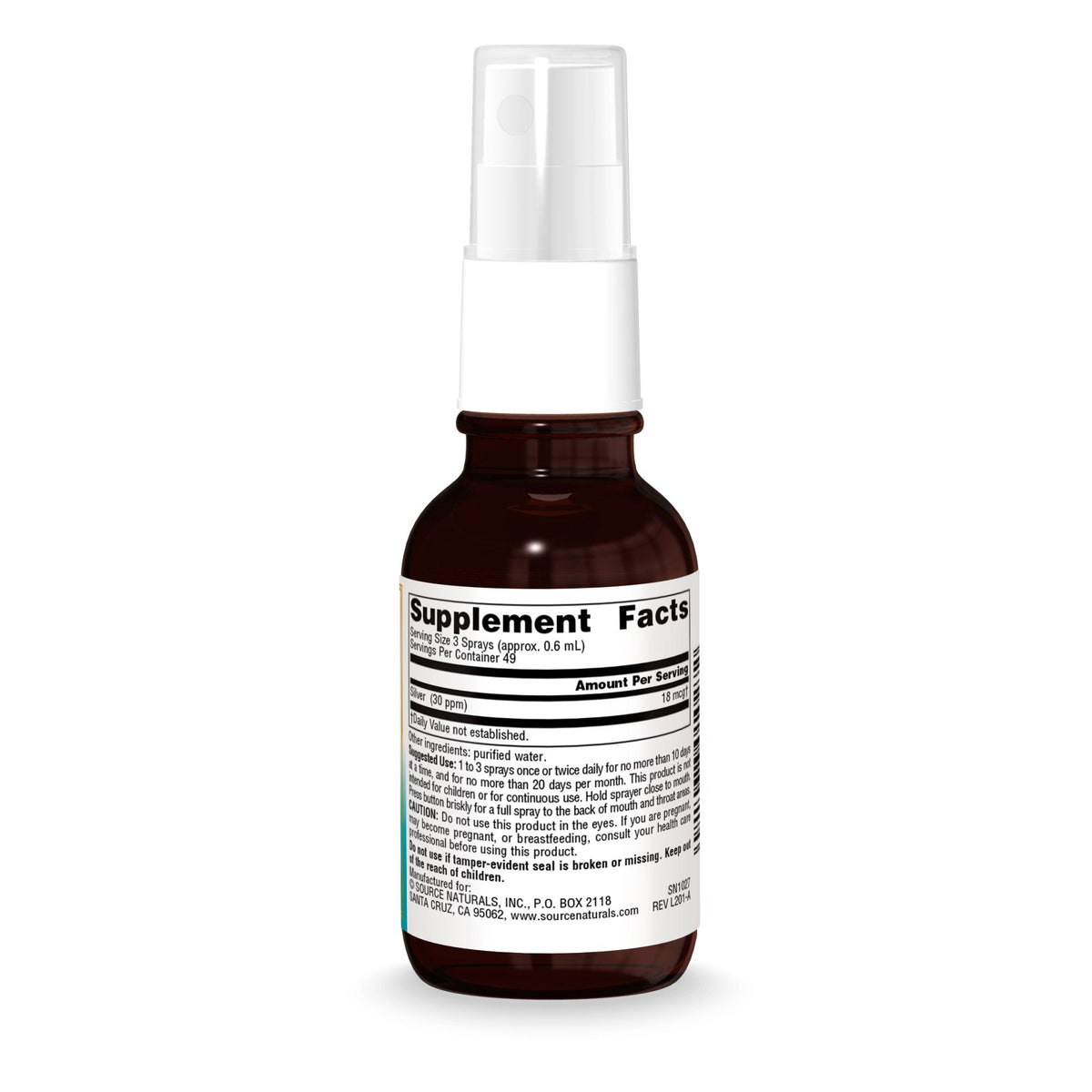 Source Naturals, Inc. Wellness Colloidal Silver 30 ppm Throat Spray 1 oz Spray