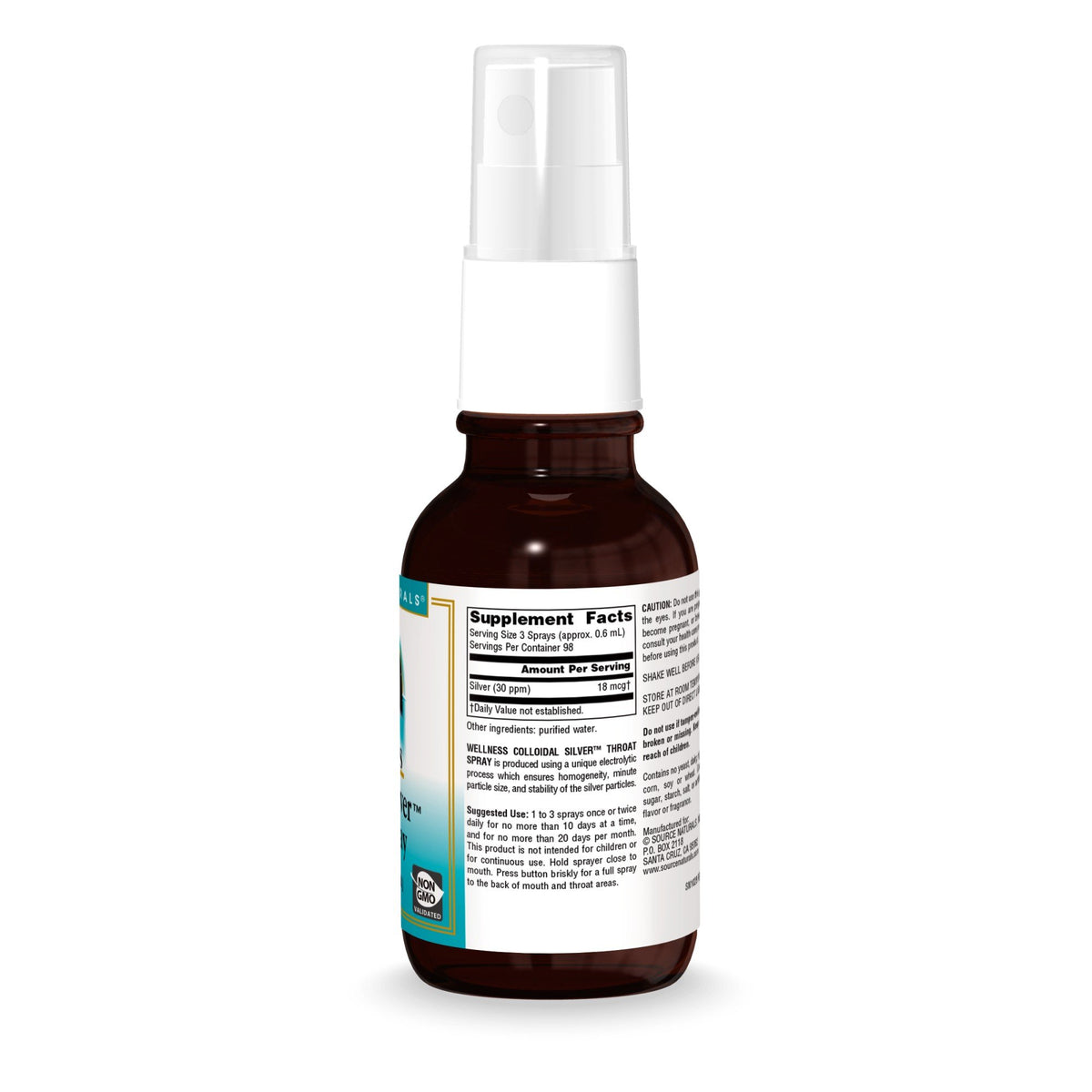 Source Naturals, Inc. Wellness Colloidal Silver 30 ppm Throat Spray 2 oz Spray