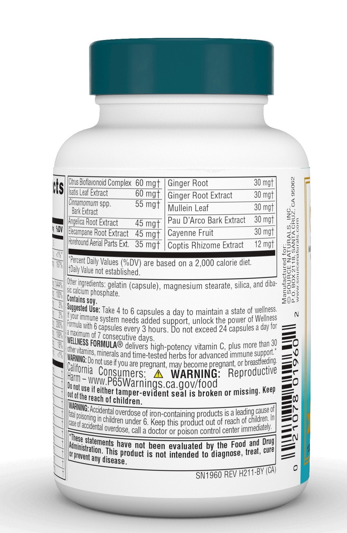 Source Naturals, Inc. Wellness Formula (CA Formula) 60 Capsule