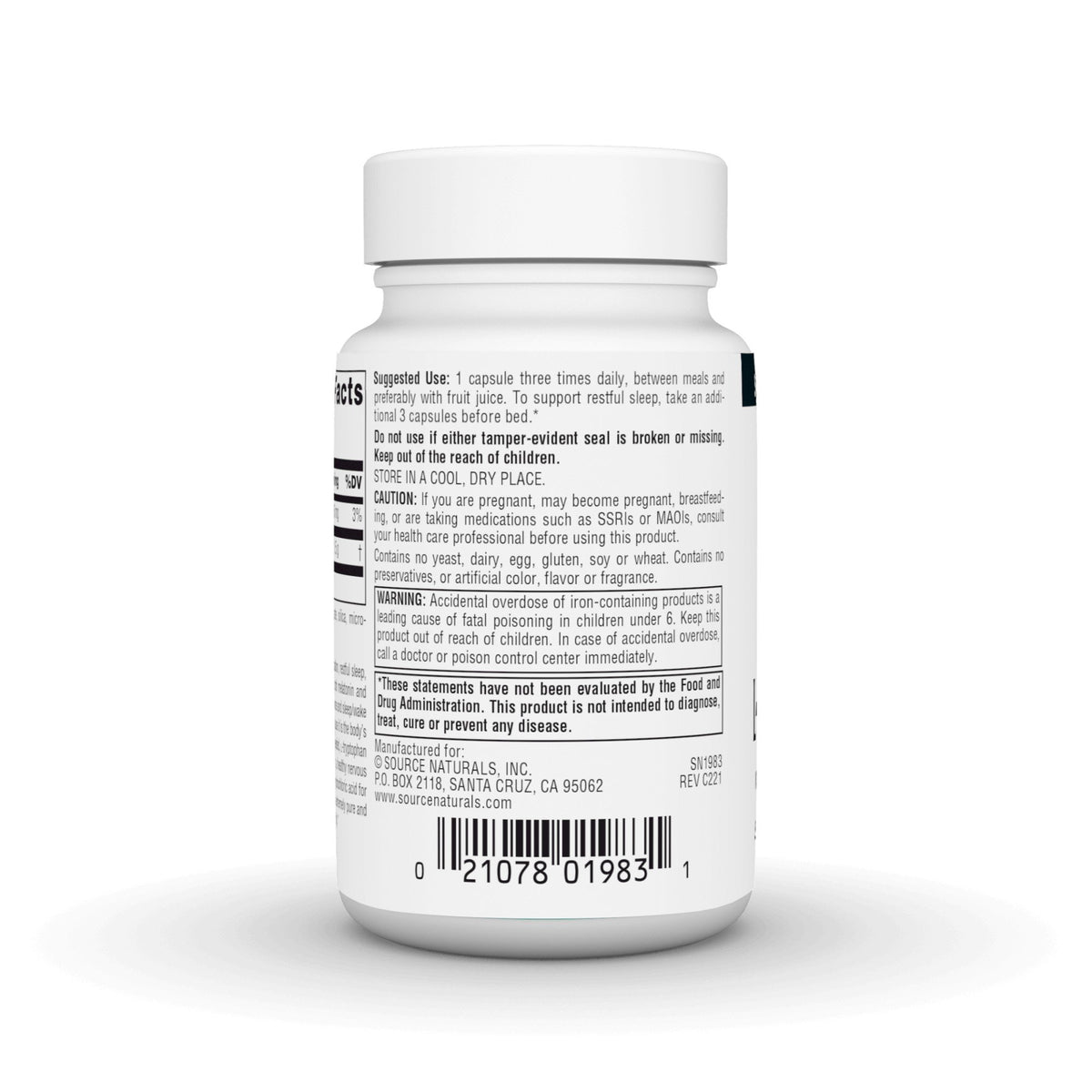 Source Naturals, Inc. L-Tryptophan 500 mg 30 Capsule