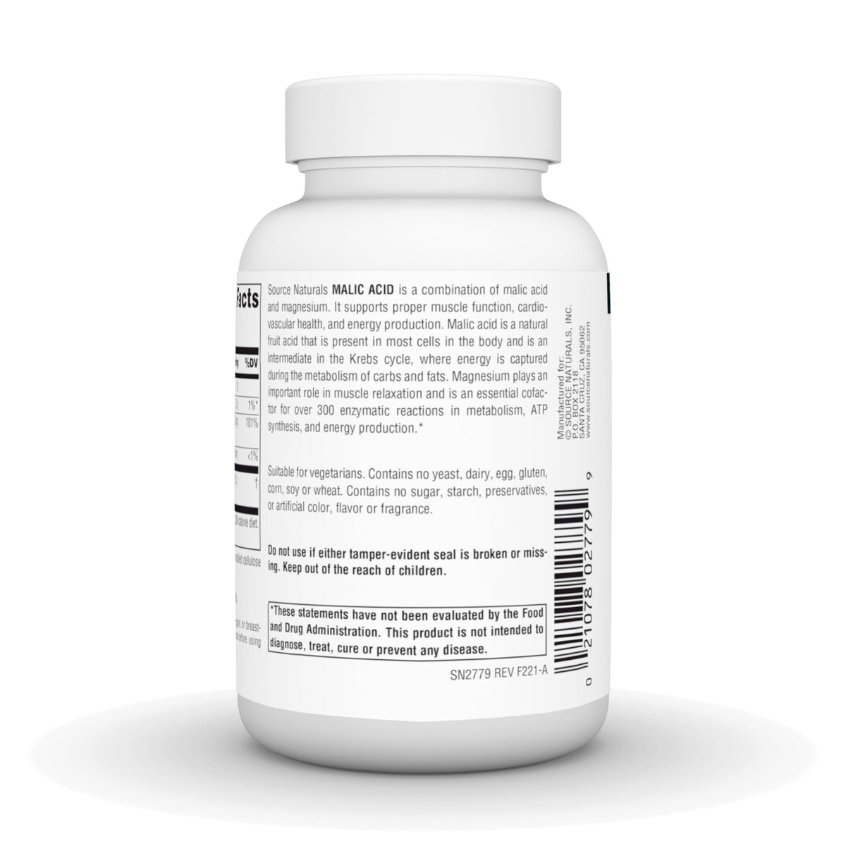Source Naturals, Inc. Malic Acid 833 mg 60 Tablet