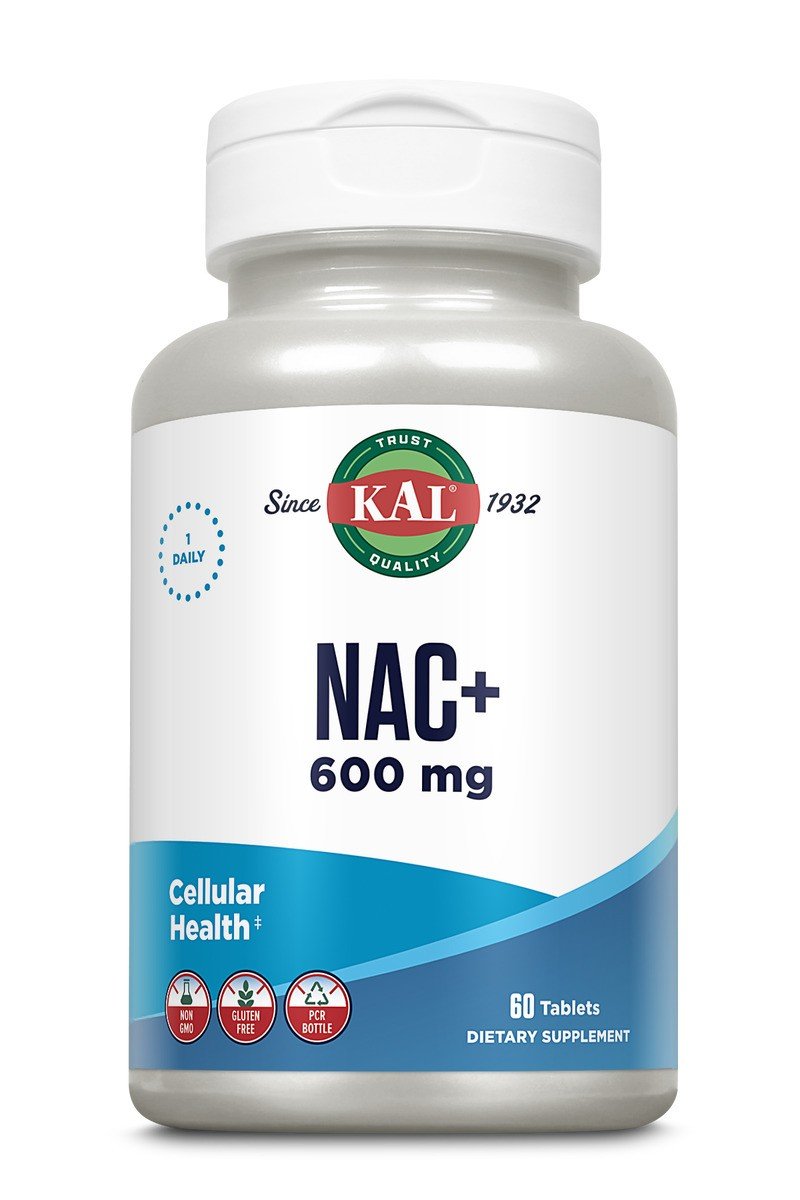 N.A.C+ | Kal | N-Acetyl-L-Cystein | Cellular Health | 1 Daily | Non GMO | Gluten Free | Dietary Supplement | 60 Tablets | VitaminLife