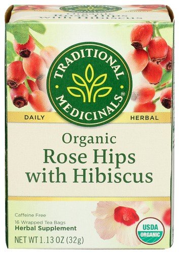 Traditional Medicinals Rose Hips with Hibiscus 16 Tea Bags Box