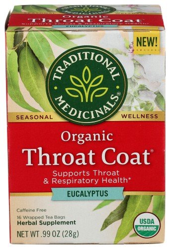 Traditional Medicinals Throat Coat Eucalyptus 16 Tea Bags Box