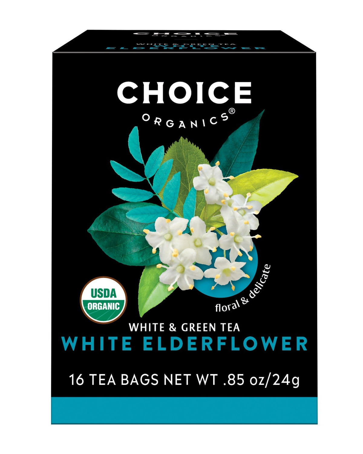 Choice Organics White Elderflower Tea 16 Bags Box