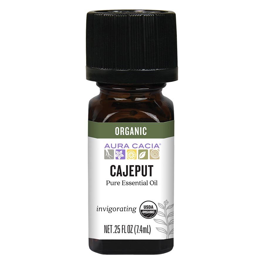 Aura Cacia Organic Cajeput Essential Oil 0.25 fl oz Box