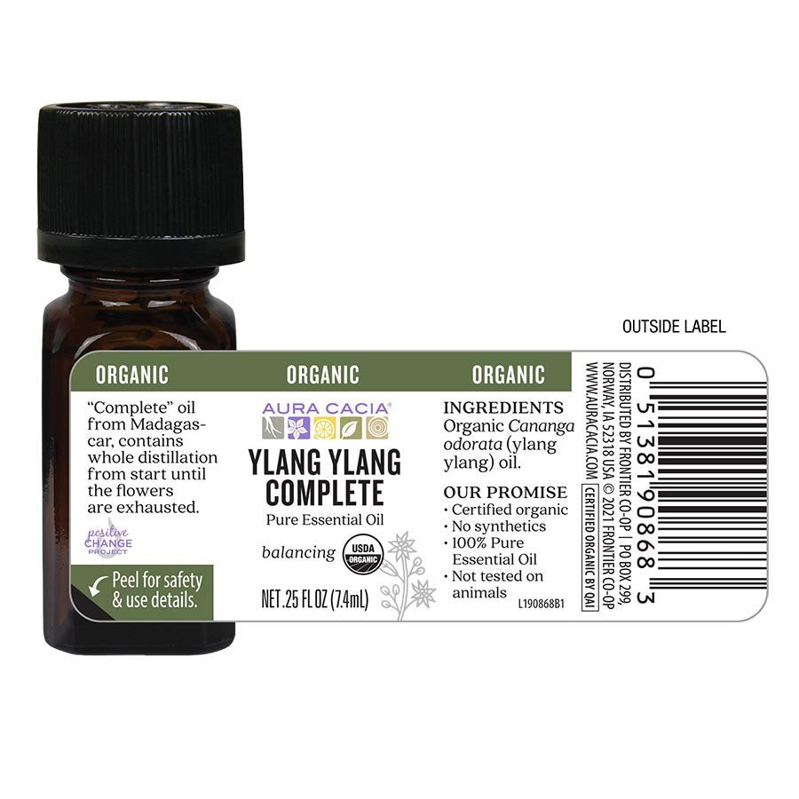 Aura Cacia Organic Ylang Ylang Complete Essential Oil 0.25 fl oz Liquid