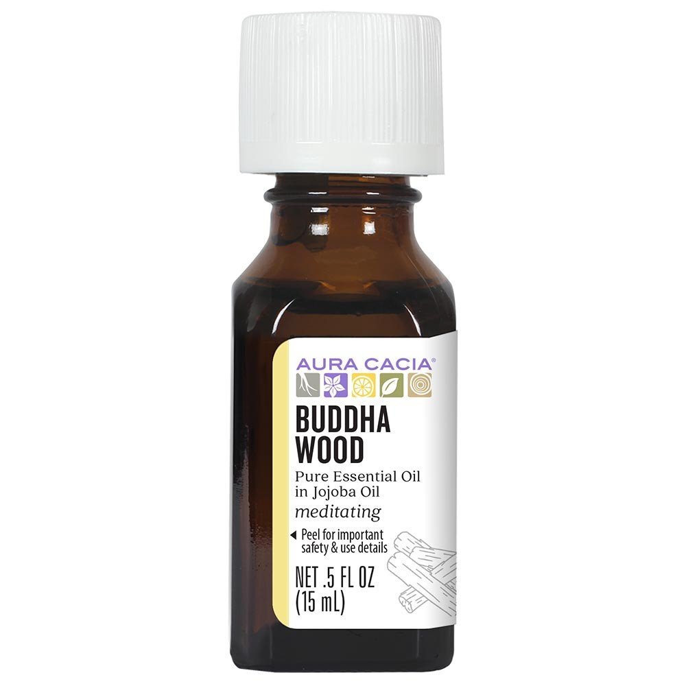 Aura Cacia Buddha Wood Essential Oil in Jojoba Oil 0.5 fl oz Liquid