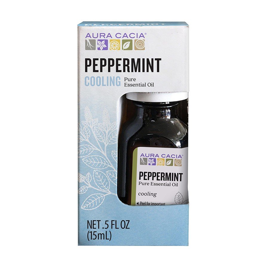 Aura Cacia Peppermint Essential Oil, Boxed 0.5fl oz Box
