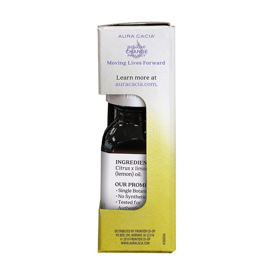 Aura Cacia Lemon Essential Oil, Boxed 0.5 fl oz Container