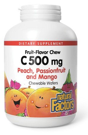 Natural Factors C 500mg Natural Fruit Chews-Peach,Passionfruit,  &amp; Mango 270 Chewable