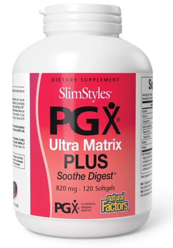 Natural Factors SlimStyles PGX Ultra Matrix Plus Soothe Digest 120 Softgel