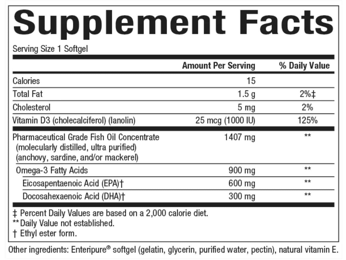 Natural Factors RxOmega-3 Ultra Strength One-per-Day 2150mg Omega-3 EPA/DHA/DPA plus Vitamin D3 25 mcg (1000 IU) 150 Softgel