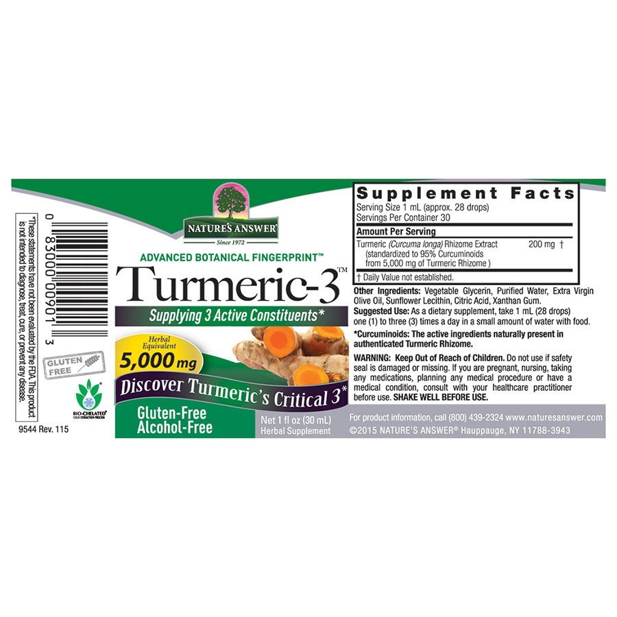 Nature&#39;s Answer Turmeric-3 Herbal Extract 1 fl oz Liquid