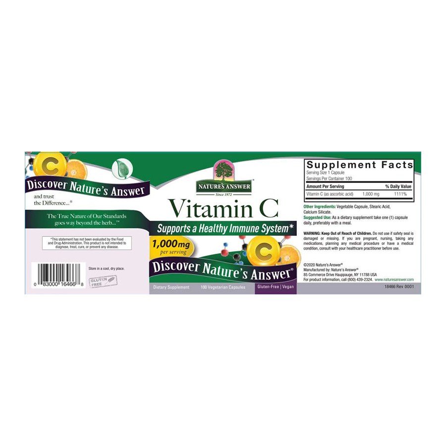 Nature&#39;s Answer Vitamin C-1000mg 100 VegCap