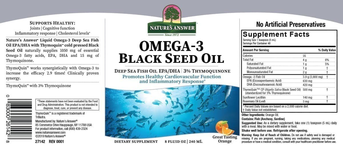 Nature&#39;s Answer Omega-3 Deep Black Seed Oil 8 fl oz Liquid