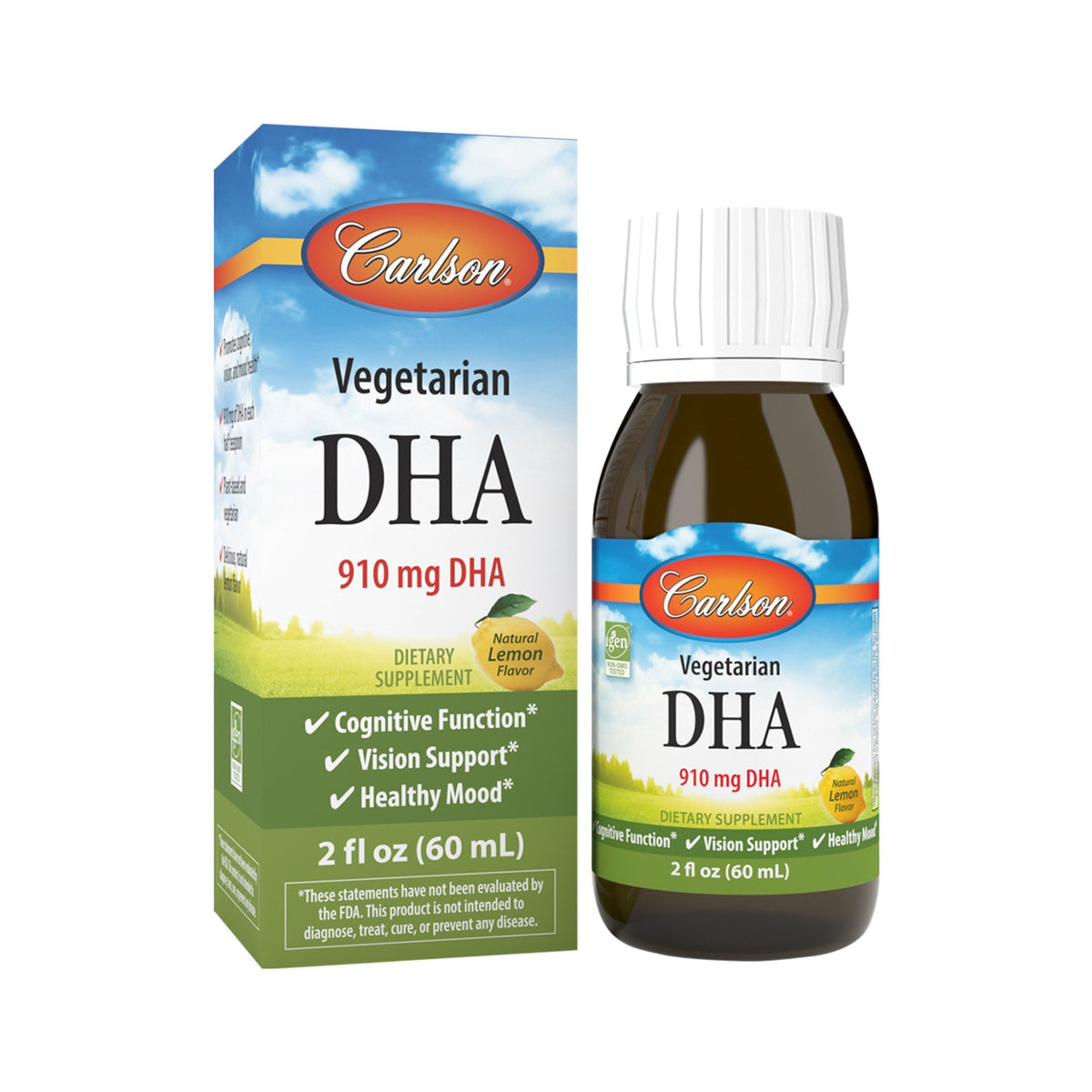 Carlson Laboratories Vegetarian DHA, Lemon 60 mL Liquid