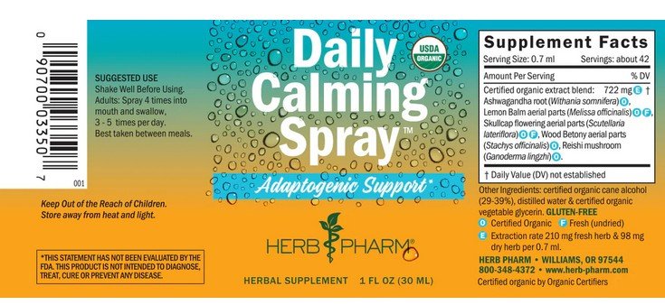 Herb Pharm Daily Calming Spray 1 fl oz Spray