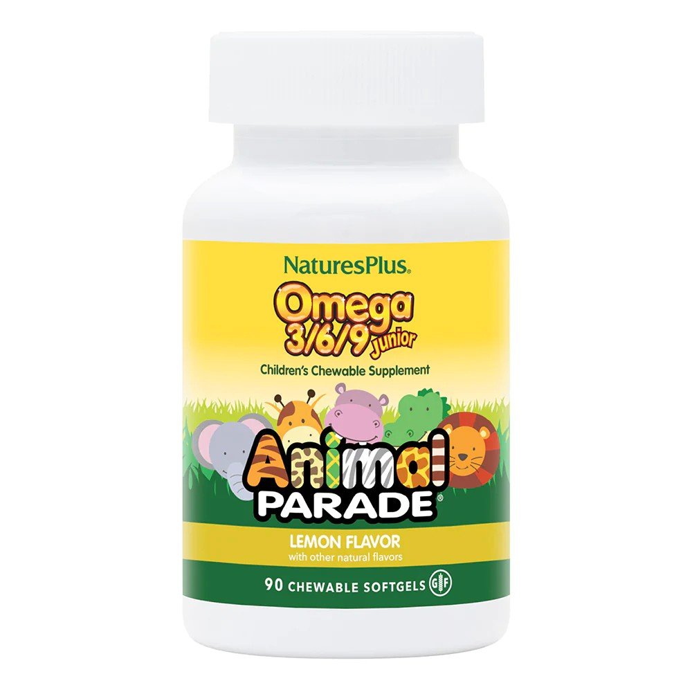 Nature&#39;s Plus Animal parade Omega 3-6-9 Junior Natural Lemon Flavor 90 Chewable Softgels