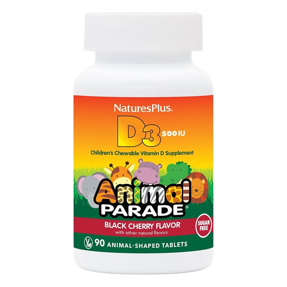 Nature's Plus Source of Life Animal Parade Sugar-Free Vitamin D3 Black Cherry 90 Chewable