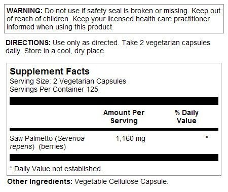 Natures Life Saw Palmetto Berries Supersize 250 VegCaps