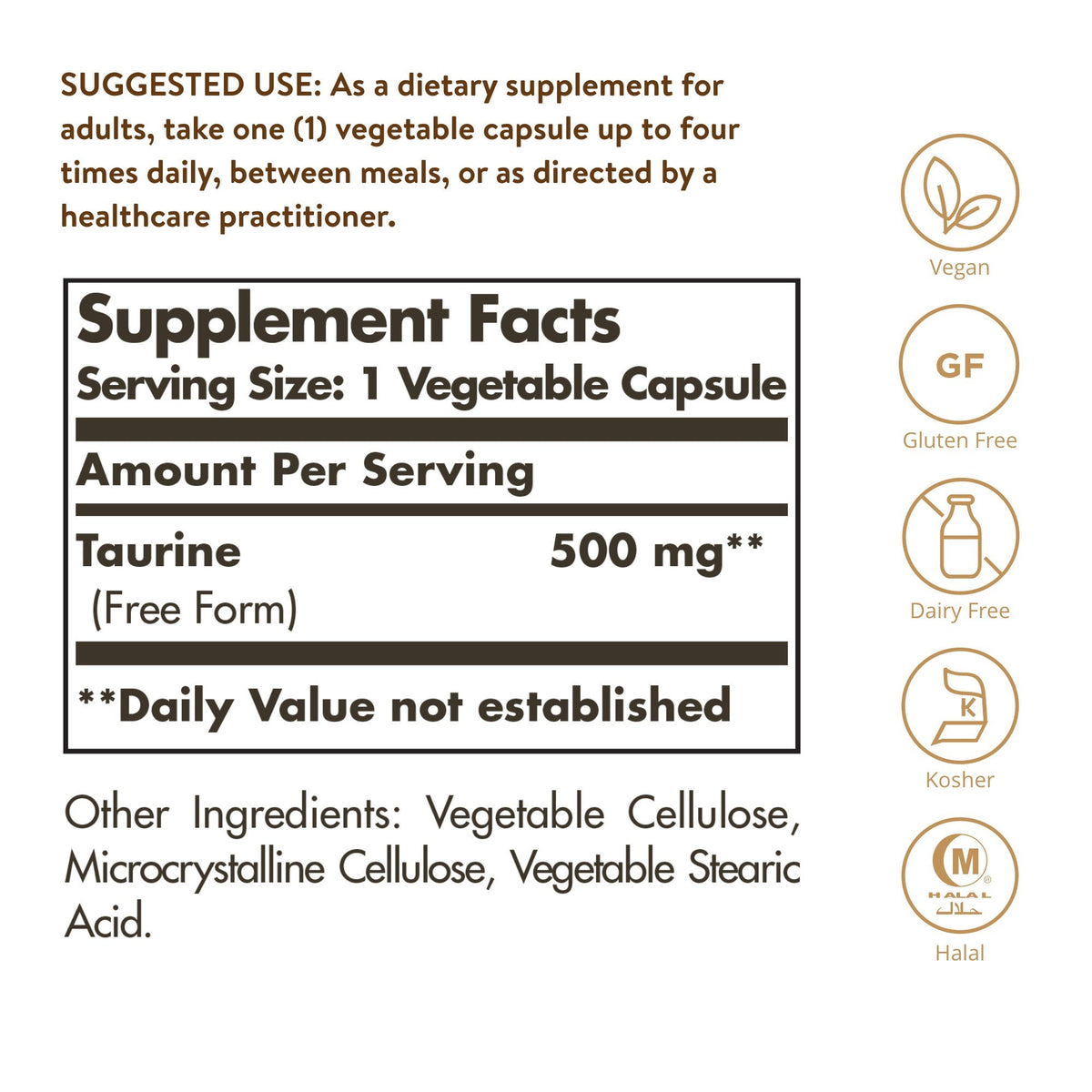 Solgar Taurine 500mg 100 VegCap