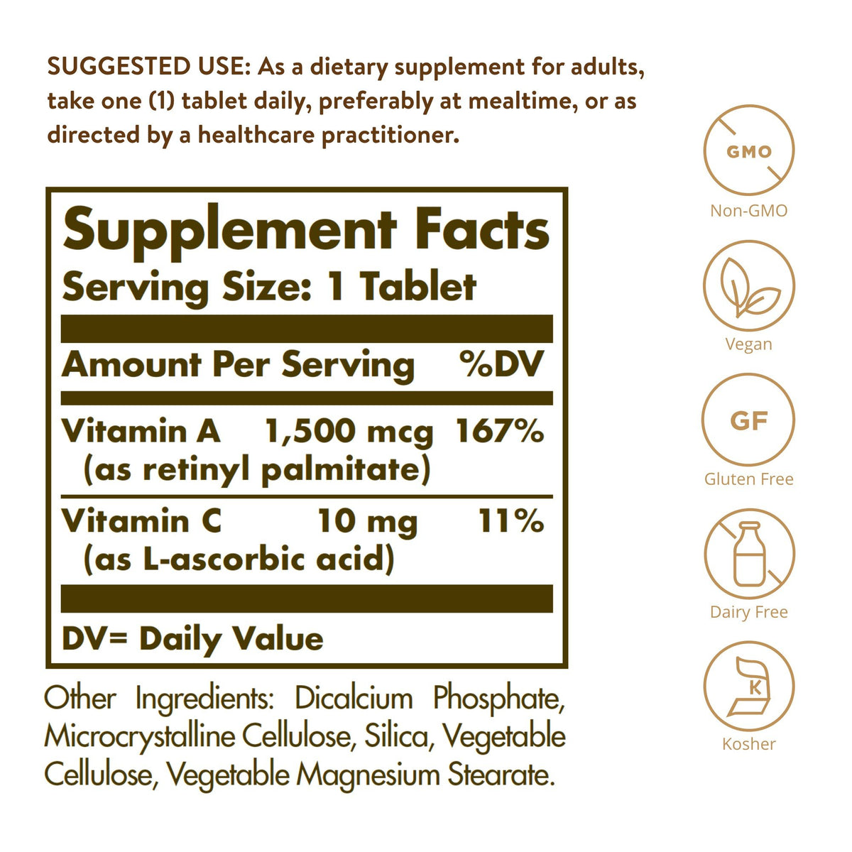 Solgar Dry Vitamin A 1500 mcg (5000 IU) 100 Tablet