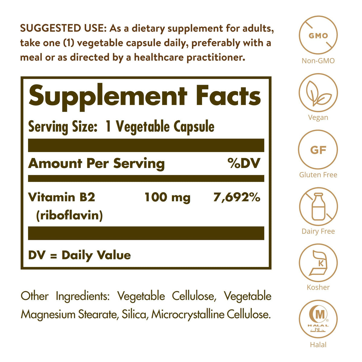 Solgar Vitamin B-2 100mg 100 Capsule